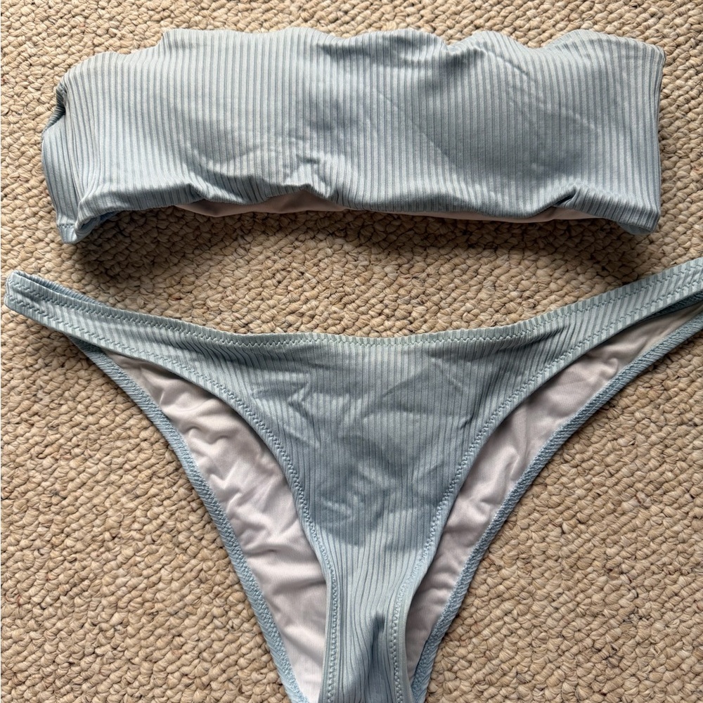 PINK Victoria's Secret Light Gray Ribbed Bikini